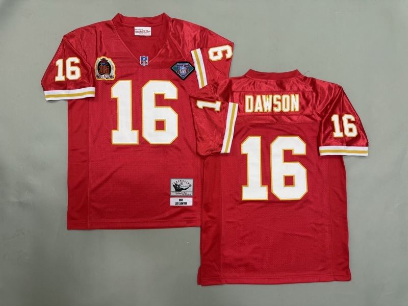 Men 2025 Kansas City Chiefs #16 Dawson red Throwback Limited NFL Jersey style 001